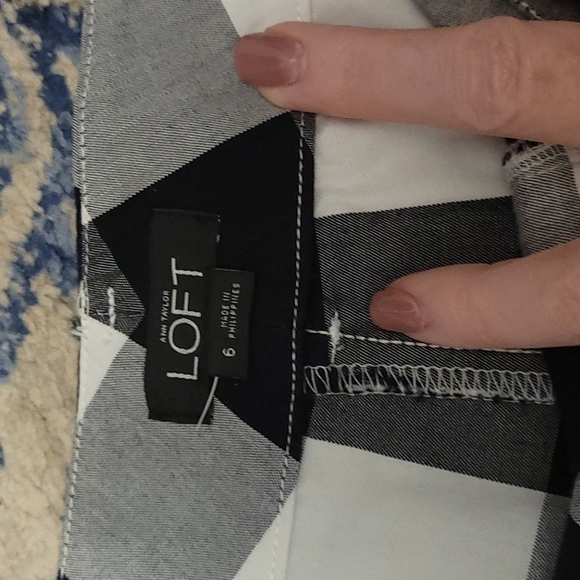 Loft sz 6 black white gingham shorts WS41 - Picture 2 of 4